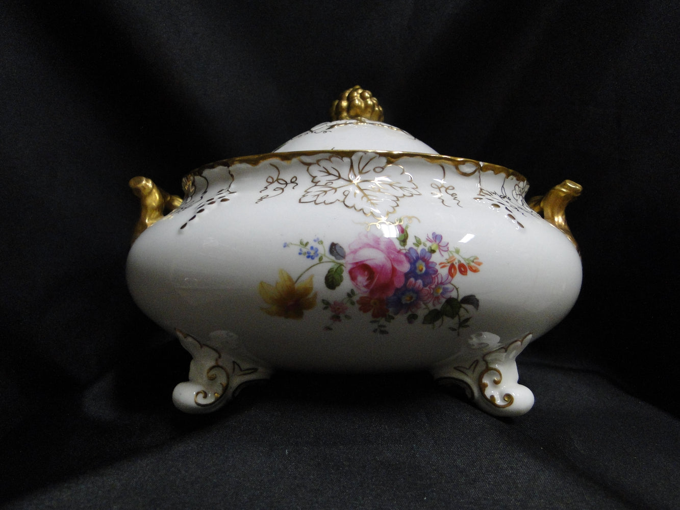 Royal Crown Derby Vine, Florals: Round Serving Bowl & Lid, As Is