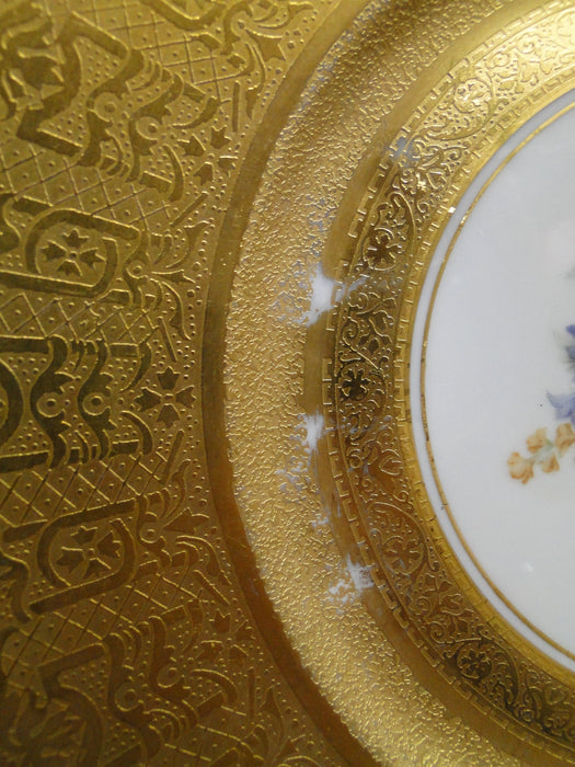 Antique, Gold Encrusted, Flower Basket, Czechoslovakia: Dinner Plate 10.5" As Is