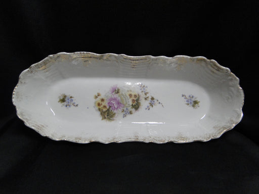 White w/ Multicolored Flowers, Gold Accents: Relish Dish, 12 1/2"