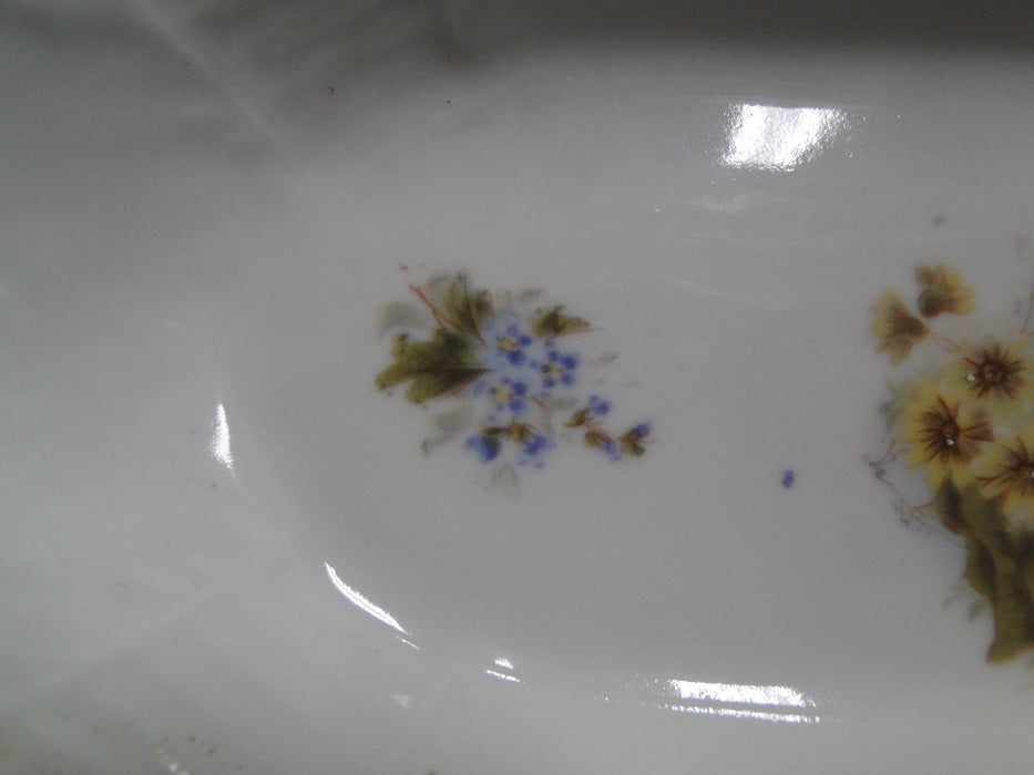 White w/ Multicolored Flowers, Gold Accents: Relish Dish, 12 1/2"