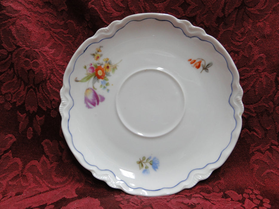 Krautheim/Franconia FR115, Floral w/ Blue Trim: Cup & Saucer Set (s)