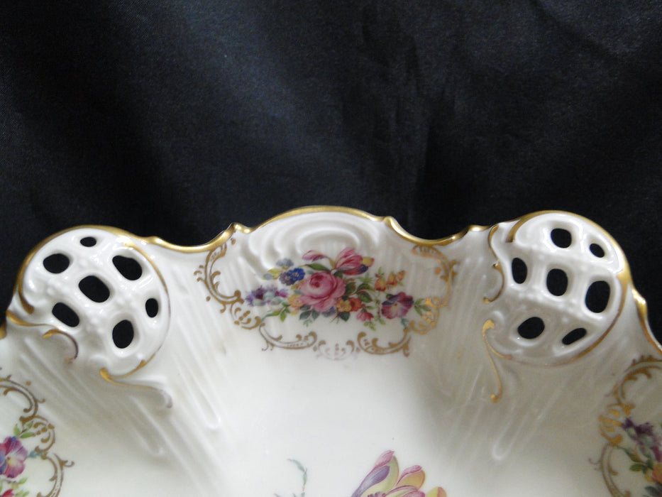 Rosenthal 282R, Ivory, Flowers, Pierced: Round Footed Bowl, 9" x 3" Tall
