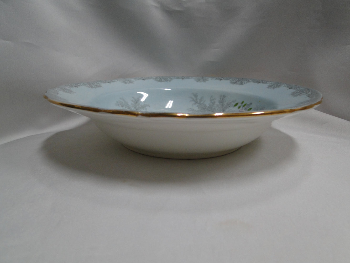 Aynsley Queen's Garden, Light Blue: Rim Soup Bowl, 8" x 1 5/8", Crazing