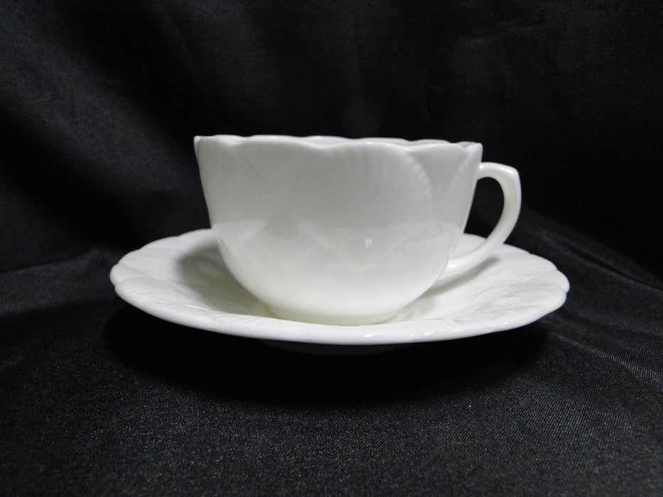 Coalport Oceanside, All White, Embossed Seashells: Cup & Saucer Set (s), 2 1/4"