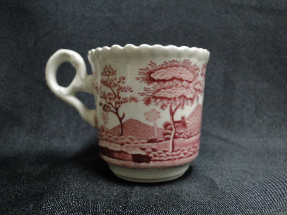 Spode Pink Tower, Pink Floral w/ Scene: Demitasse Cup & Saucer Set