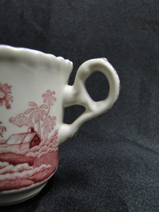 Spode Pink Tower, Pink Floral w/ Scene: Demitasse Cup & Saucer Set