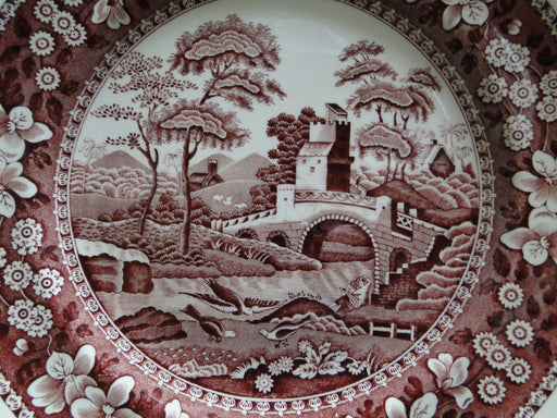 Spode Pink Tower, Pink Floral w/ Scene: Dinner Plate (s), 10 3/4"