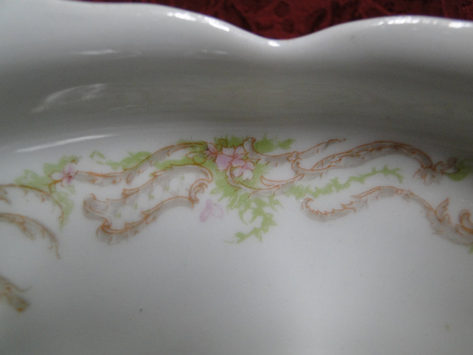 Syracuse 53203, Pink Flowers, Tan Lattice: Round Footed Serving Bowl, 6 3/4"