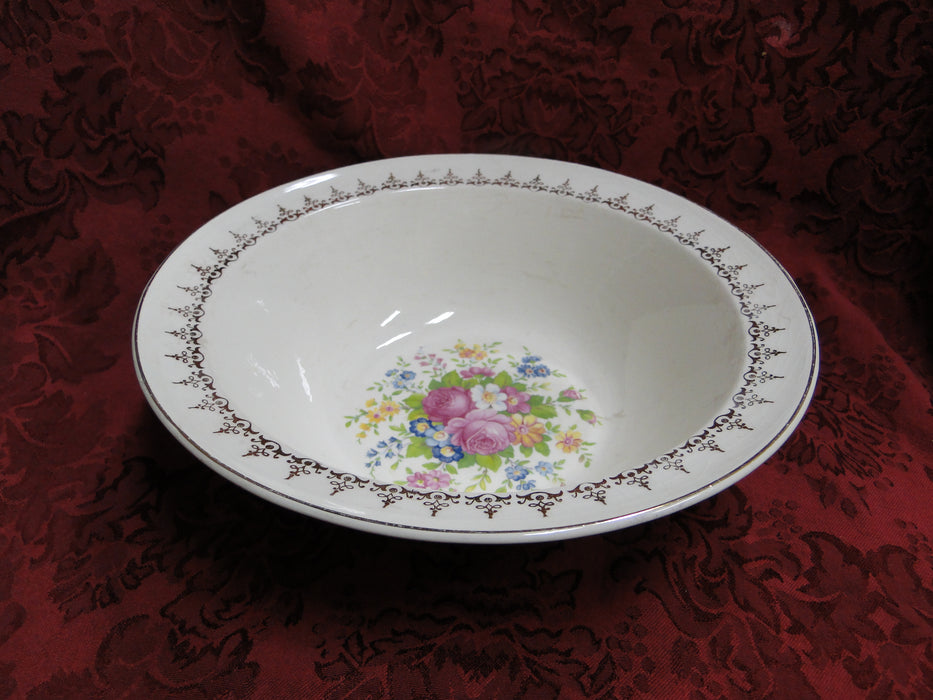 Taylor Smith Taylor: Floral Bouquet, Gold Filigree: Round Serving Bowl, 9"