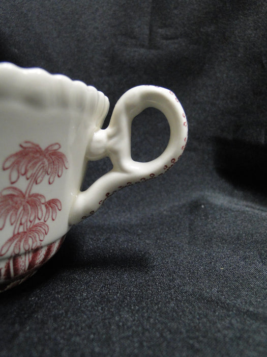 Spode Pink Tower, Pink Floral w/ Scene: Cup & Saucer Set, Crazing