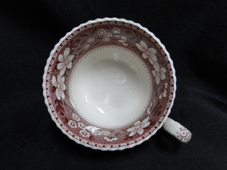 Spode Pink Tower, Pink Floral w/ Scene: Cup & Saucer Set, Crazing