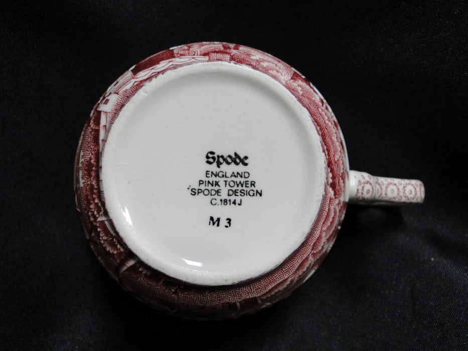 Spode Pink Tower, Pink Floral w/ Scene: Cup & Saucer Set, Crazing
