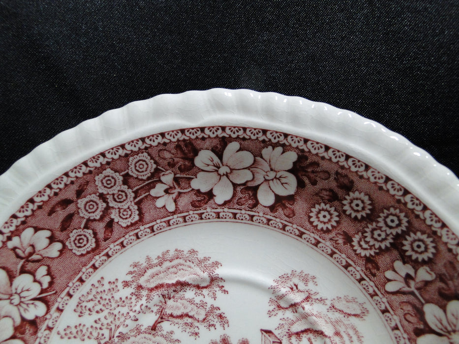 Spode Pink Tower, Pink Floral w/ Scene: Cup & Saucer Set, Crazing