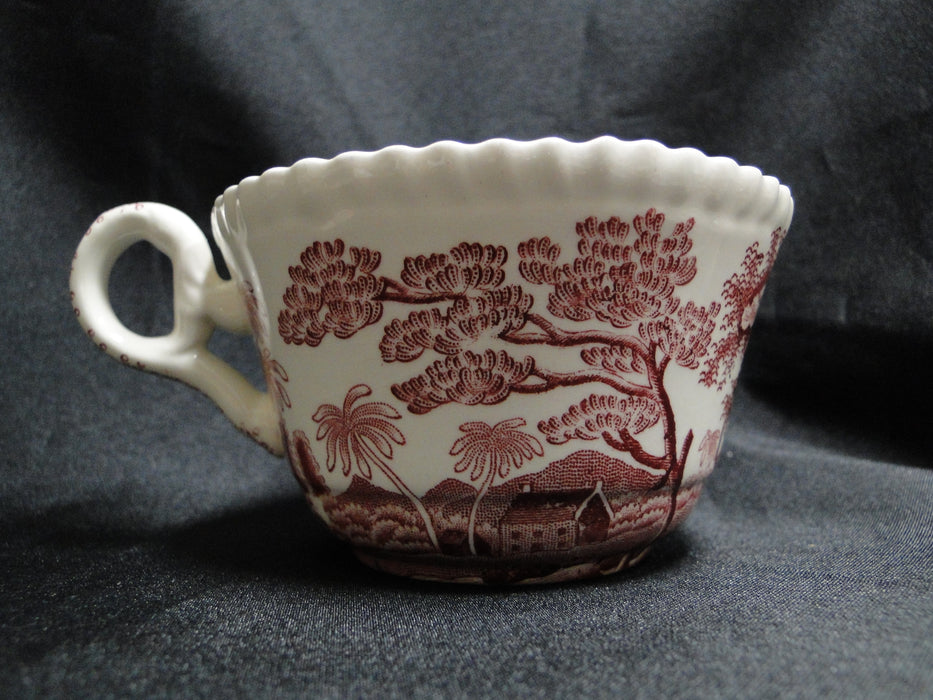 Spode Pink Tower, Pink Floral w/ Scene: Cup & Saucer Set, Crazing