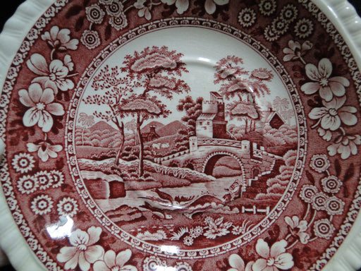 Spode Pink Tower, Pink Floral w/ Scene: 5 7/8" Saucer Only, Discolor