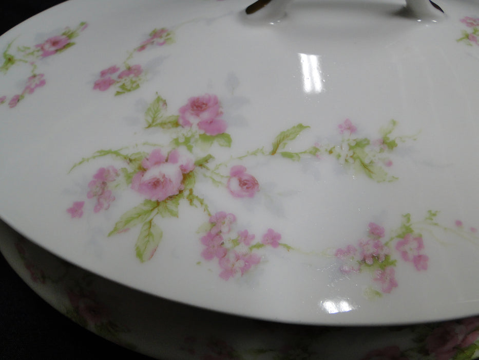 Haviland (Limoges) Schleiger 324B, Smooth, Pink Roses: Round Tureen & Lid