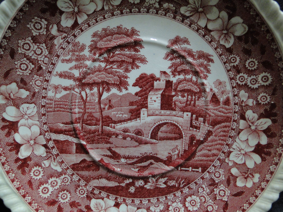 Copeland Spode's Tower Pink, Flowers & Scene: 7.25" Cream Soup Saucer As Is