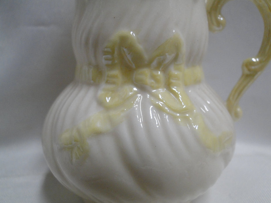 Belleek Ribbon, Yellow, Swirled, Ireland: Creamer (s), 3 1/4", Ivory Inside