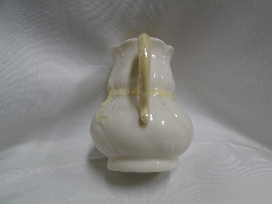 Belleek Ribbon, Yellow, Swirled, Ireland: Creamer (s), 3 1/4", Ivory Inside