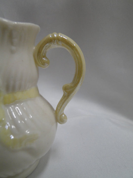 Belleek Ribbon, Yellow, Swirled, Ireland: Creamer (s), 3 1/4", Ivory Inside