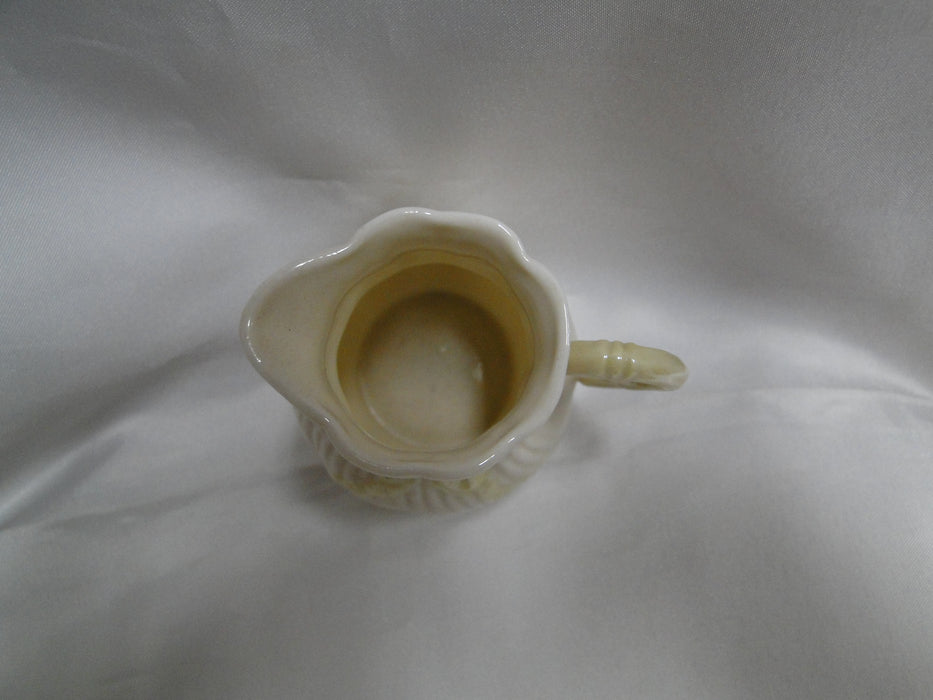 Belleek Ribbon, Yellow, Swirled, Ireland: Creamer (s), 3 1/4", Ivory Inside