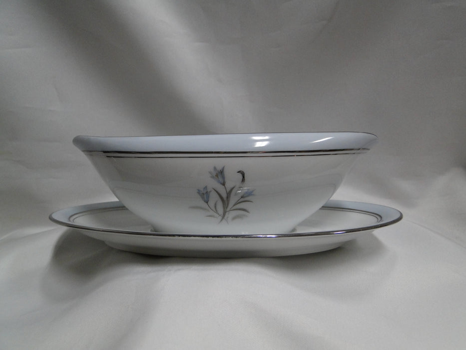 Noritake Bluebell, 5558, Blue Band & Flowers: Gravy Boat & Attached Underplate