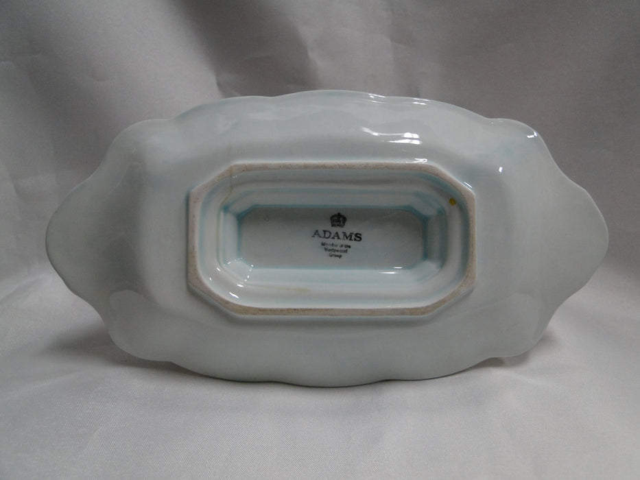 Adams Lowestoft, Celadon, Pink Border: Gravy Boat w/ Underplate, As Is