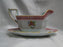 Adams Lowestoft, Celadon, Pink Border: Gravy Boat w/ Underplate, As Is