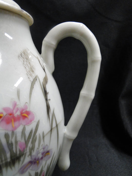 Japanese Handpainted, Birds & Iris: Teapot & Lid, 7", As Is