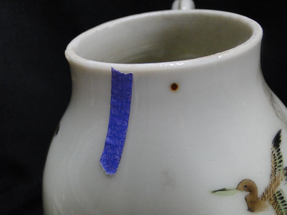 Japanese Handpainted, Birds & Iris: Teapot & Lid, 7", As Is