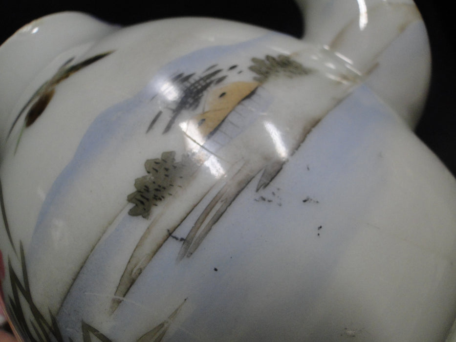 Japanese Handpainted, Birds & Iris: Teapot & Lid, 7", As Is
