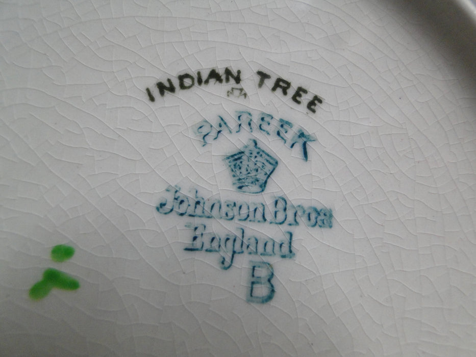 Johnson Brothers Indian Tree, Cream, Green Greek Key: Round Serving Bowl, As Is