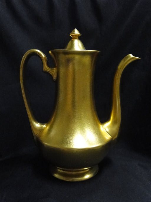 Pickard Rose & Daisy, All Over Gold w/ Flowers: Coffee Pot & Lid, 9 1/2" Tall