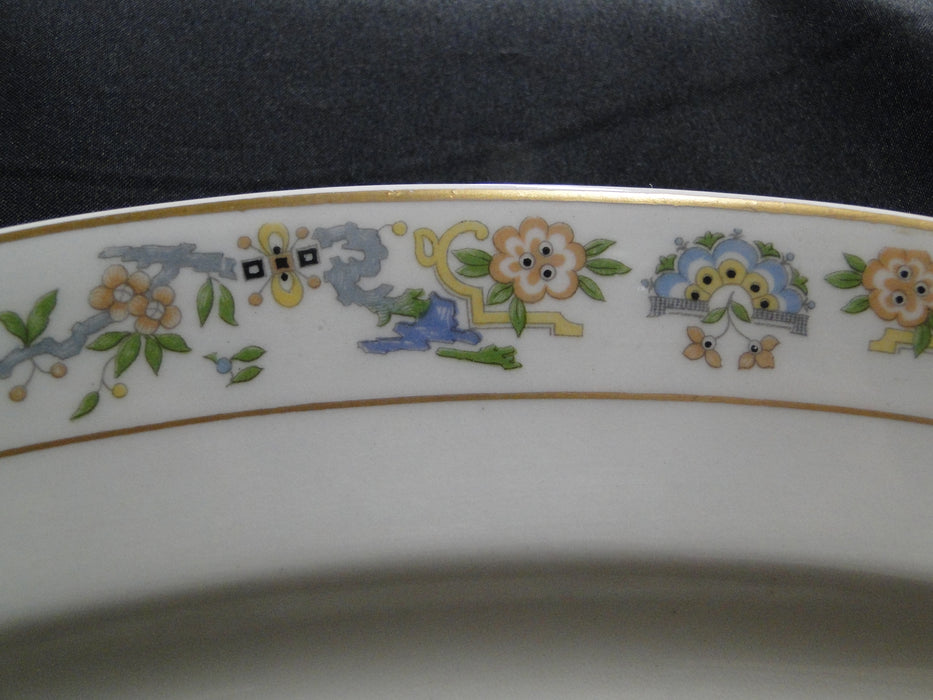 Syracuse Oriental, Blue/Green/Tan Border, Gold Trim: Oval Platter, 17 7/8"