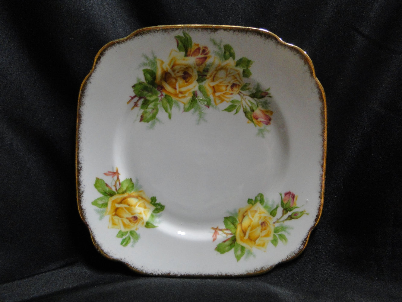 Royal Albert Tea Rose Yellow, Gold Trim: Square Salad Plate (s), 7 5/8"