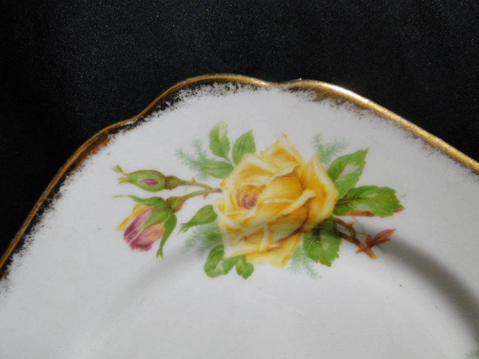 Royal Albert Tea Rose Yellow, Gold Trim: Square Salad Plate (s), 7 5/8"