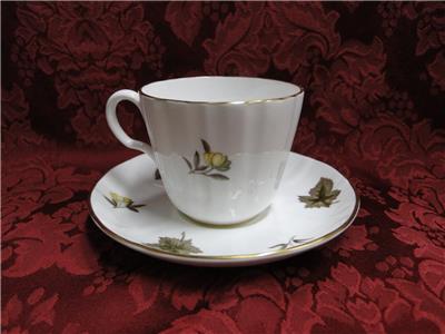 Royal Worcester Dorchester, Brown & Yellow Flowers: Cup & Saucer Set (s), 2 5/8"