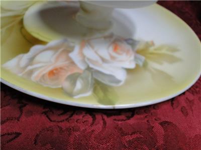 Reinhold Schlegelmilch Germany, White & Peach Roses: 2 Tier Serving Tray