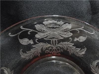 Tiffin Flanders Pink, All Pink, Etched: Finger Bowl & Underplate Set, As Is