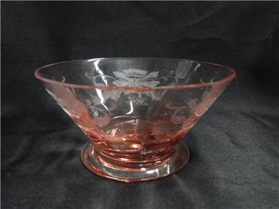 Tiffin Flanders Pink, All Pink, Etched: Finger Bowl & Underplate Set, As Is