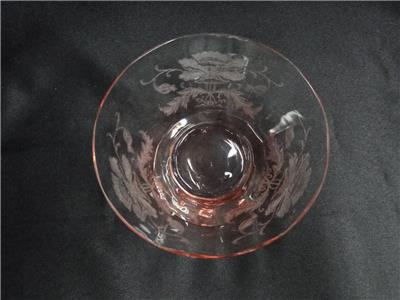 Tiffin Flanders Pink, All Pink, Etched: Finger Bowl & Underplate Set, As Is