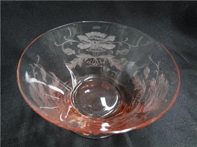 Tiffin Flanders Pink, All Pink, Etched: Finger Bowl & Underplate Set, As Is