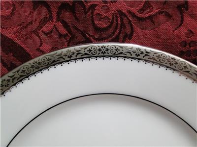 Noritake Essex Platinum, Encrusted Floral Band: UNUSED Salad Plate (s), 8 1/4"