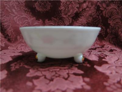 Nippon White w/ Blue Edge, Yellow & Pink Flowers: Footed Bowl & Plate Set