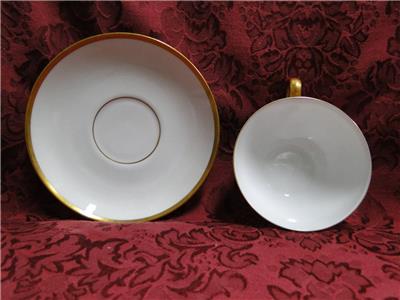 Tirschenreuth Colonial, White w/ Smooth Gold Band: Cup & Saucer Set (s), 2"