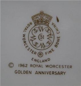 Royal Worcester Golden Anniversary, Gold Flowers & Band: Cup & Saucer Set (s)