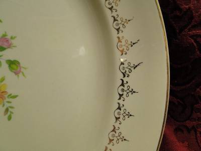 Taylor Smith Taylor: Floral Bouquet, Gold Filigree: Oval Platter, 13 1/4"