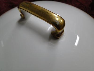 Tressemanes & Vogt 5222, White w/ Gold on Green Band: Covered Serving Bowl