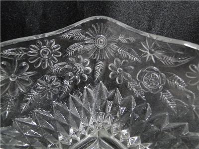Indiana Glass Pineapple & Floral Clear: Diamond Shape Bowl, 6 1/2", As Is