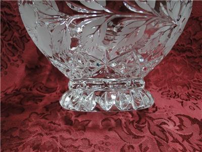 Footed Crystal Bowl, Clear w/ Roses & Leaves, 6 3/8" x 4 1/4" Tall --  MG#072